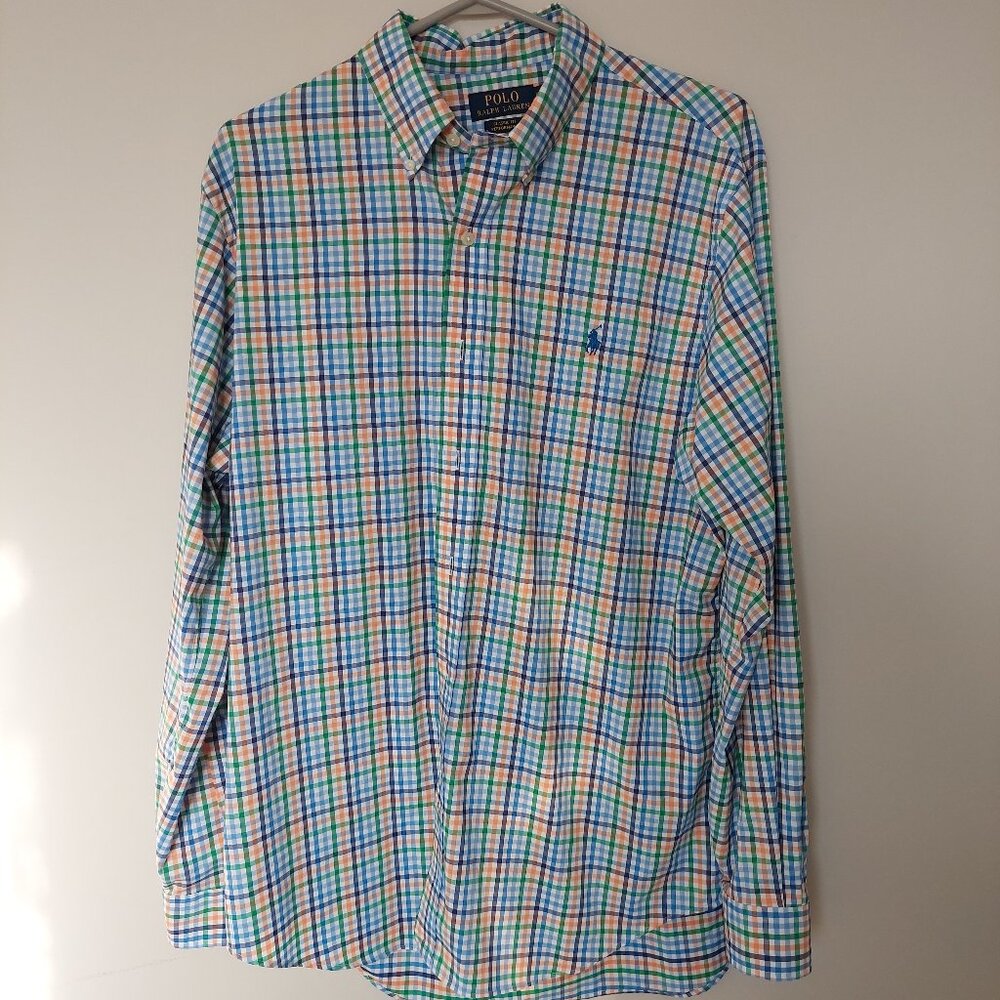 Polo Ralph Lauren Men's Size L Long Sleeve Button Down Performance Plaid Shirt